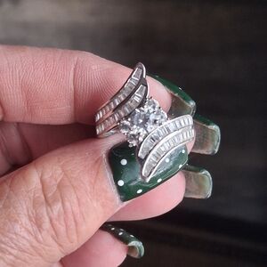 Vintage Sterling Bypass Diamette Cocktail/Engagement Ring